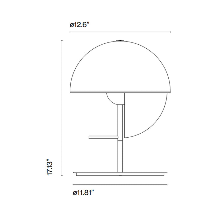 Theia M LED Table Lamp - line drawing.