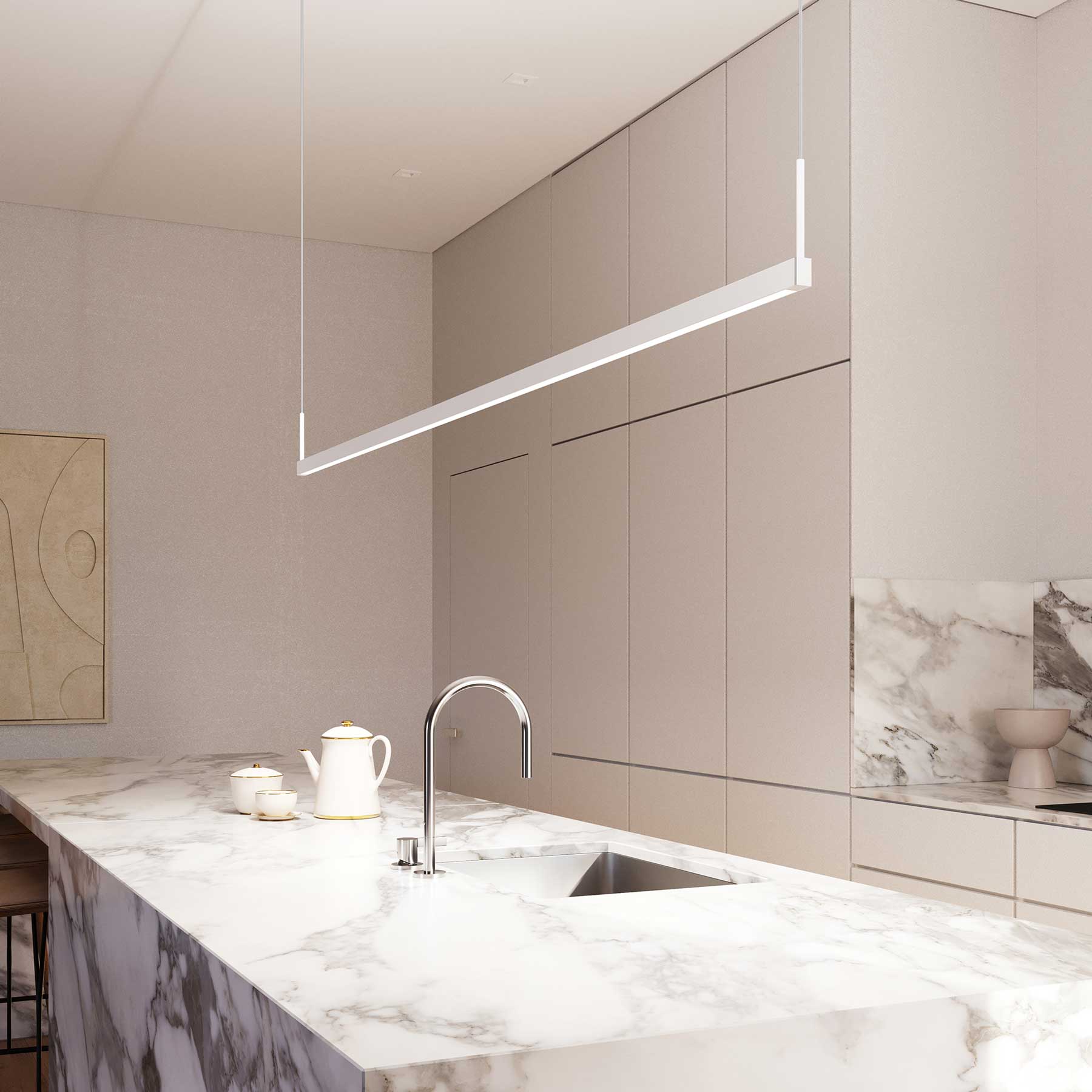 Thin-Line™ LED Pendant Light in kitchen.