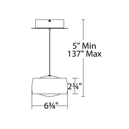 Tic Toc LED Pendant Light - line drawing.