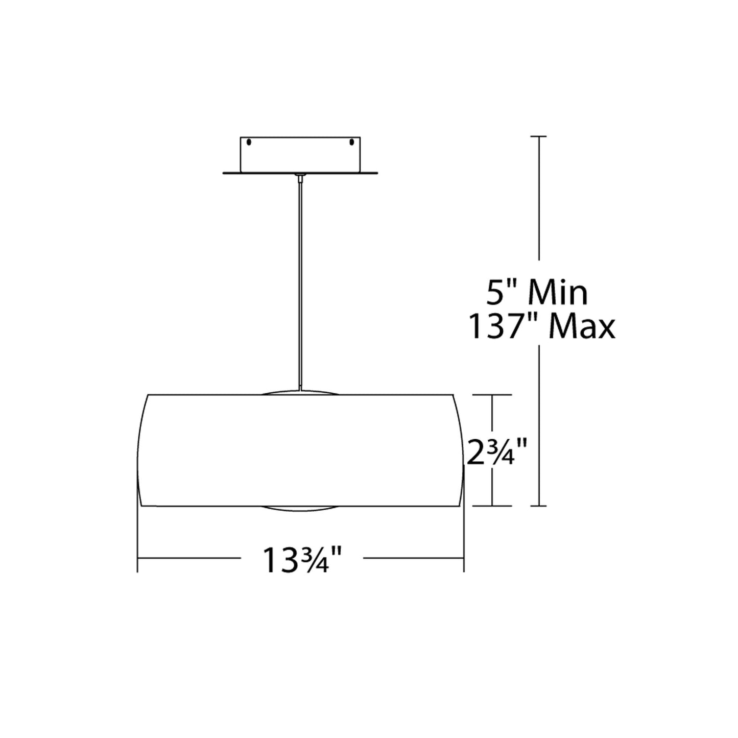 Tic Toc LED Pendant Light - line drawing.