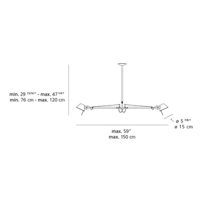 Tolomeo Double Suspension Light - line drawing.