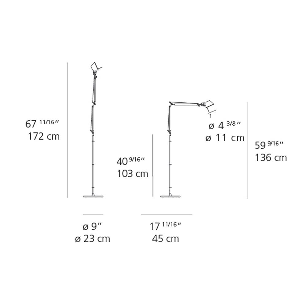 Tolomeo LED Floor Lamp - line drawing.