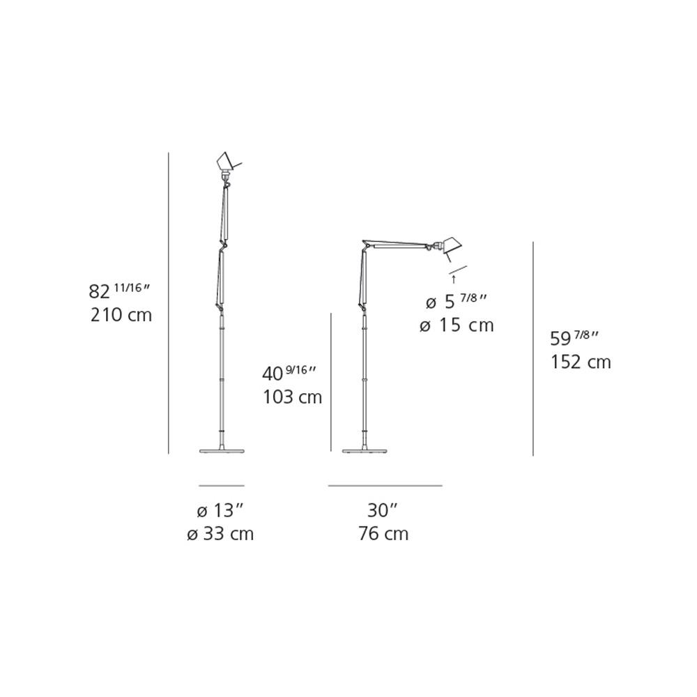 Tolomeo LED Floor Lamp - line drawing.