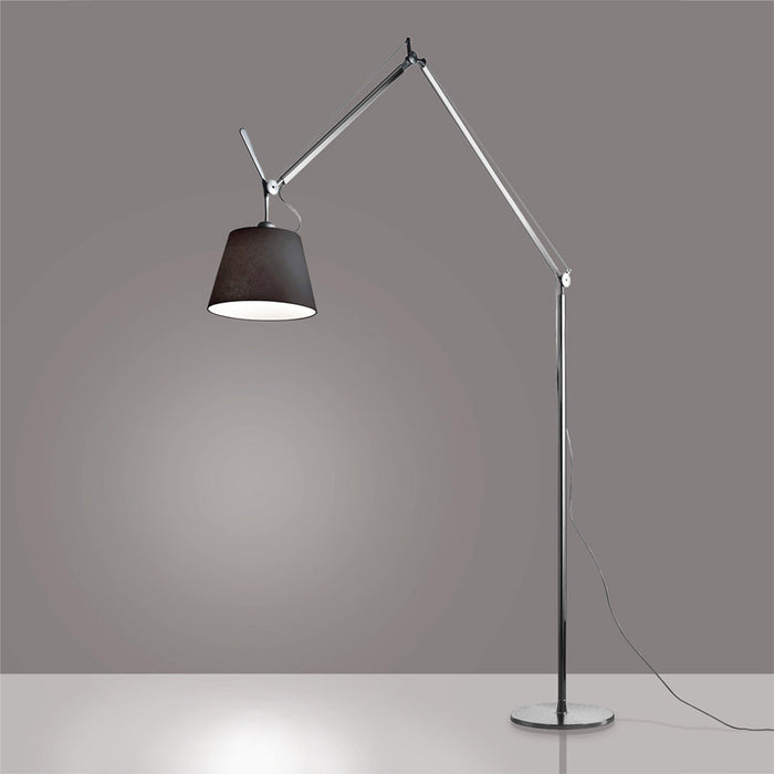 Tolomeo Mega Floor Lamp in Aluminum/Black/E26/A19 (12-Inch Shade).