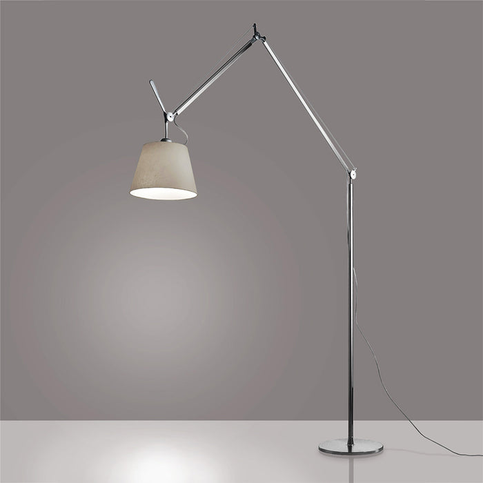 Tolomeo Mega Floor Lamp in Aluminum/Parchment/E26/A19 (12-Inch Shade).