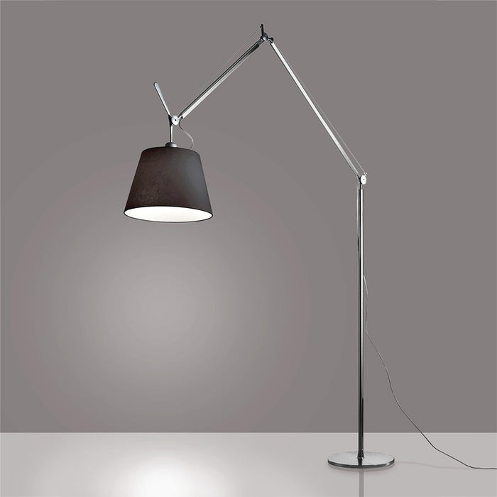 Tolomeo Mega Floor Lamp in Aluminum/Black/E26/A19 (17-Inch Shade).