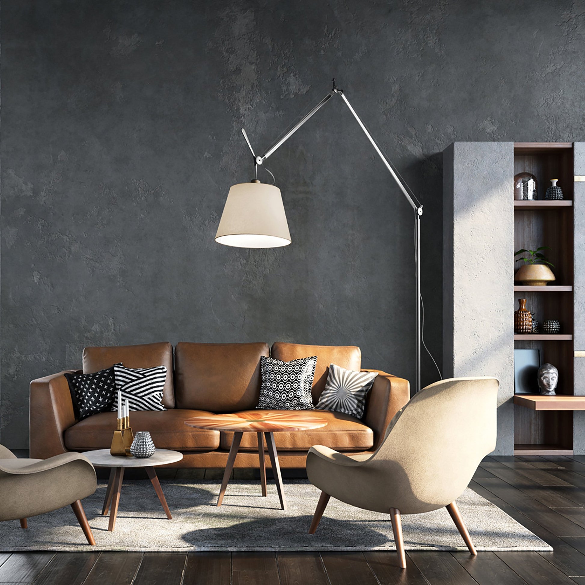 Tolomeo Mega Floor Lamp in living room.