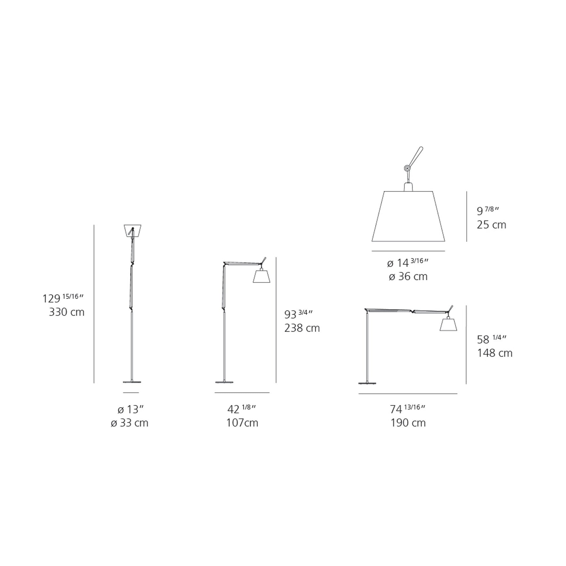 Tolomeo Mega Floor Lamp - line drawing.