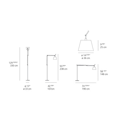 Tolomeo Mega Floor Lamp - line drawing.