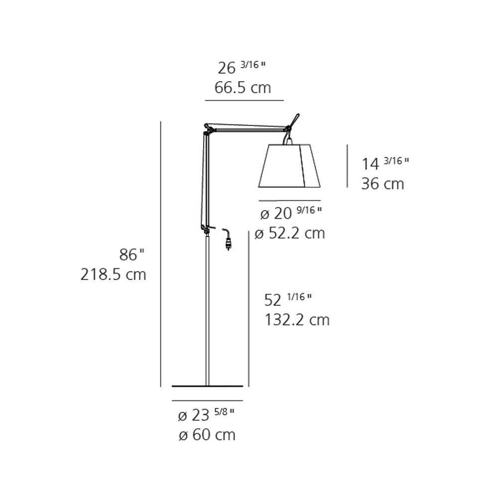 Tolomeo Mega Outdoor LED Floor Lamp - line drawing.