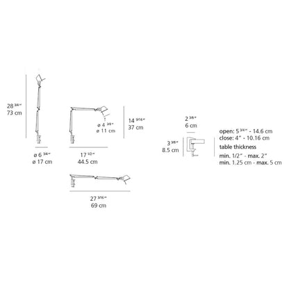 Tolomeo Micro LED Table Lamp - line drawing.