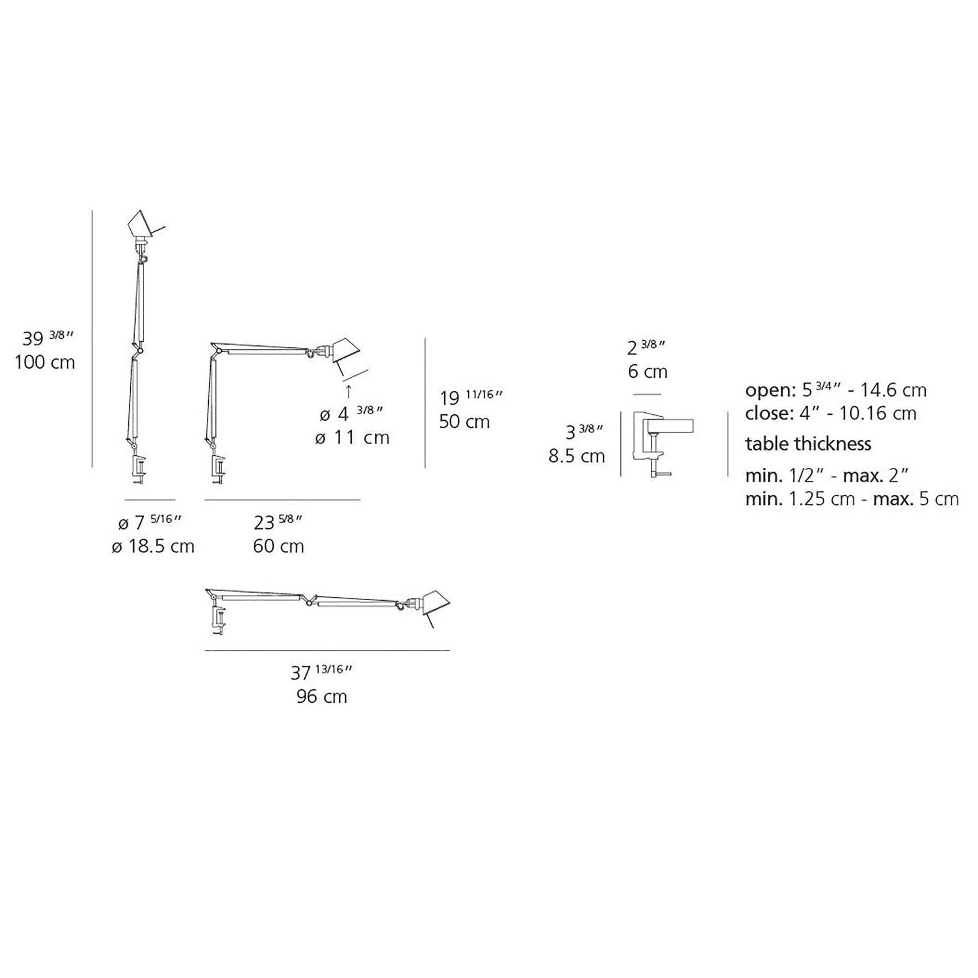 Tolomeo Midi LED Table Lamp - line drawing.