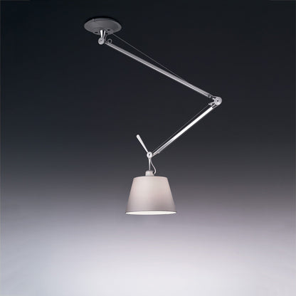 Tolomeo Off-Center Suspension Light in Silver Fiber/Medium.