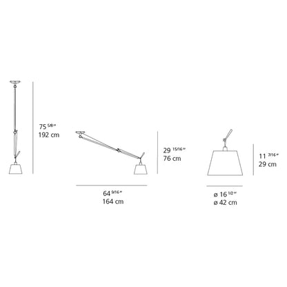 Tolomeo Off-Center Suspension Light - line drawing.