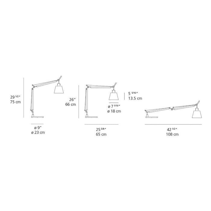 Tolomeo Table Lamp with Shade - line drawing.