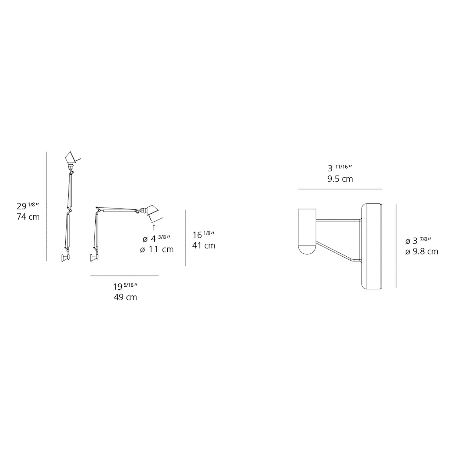 Tolomeo Wall Light - line drawing.