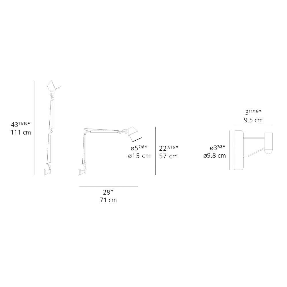 Tolomeo LED Wall Light - line drawing.