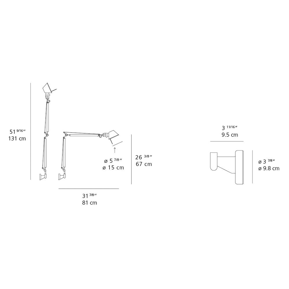 Tolomeo Wall Light - line drawing.