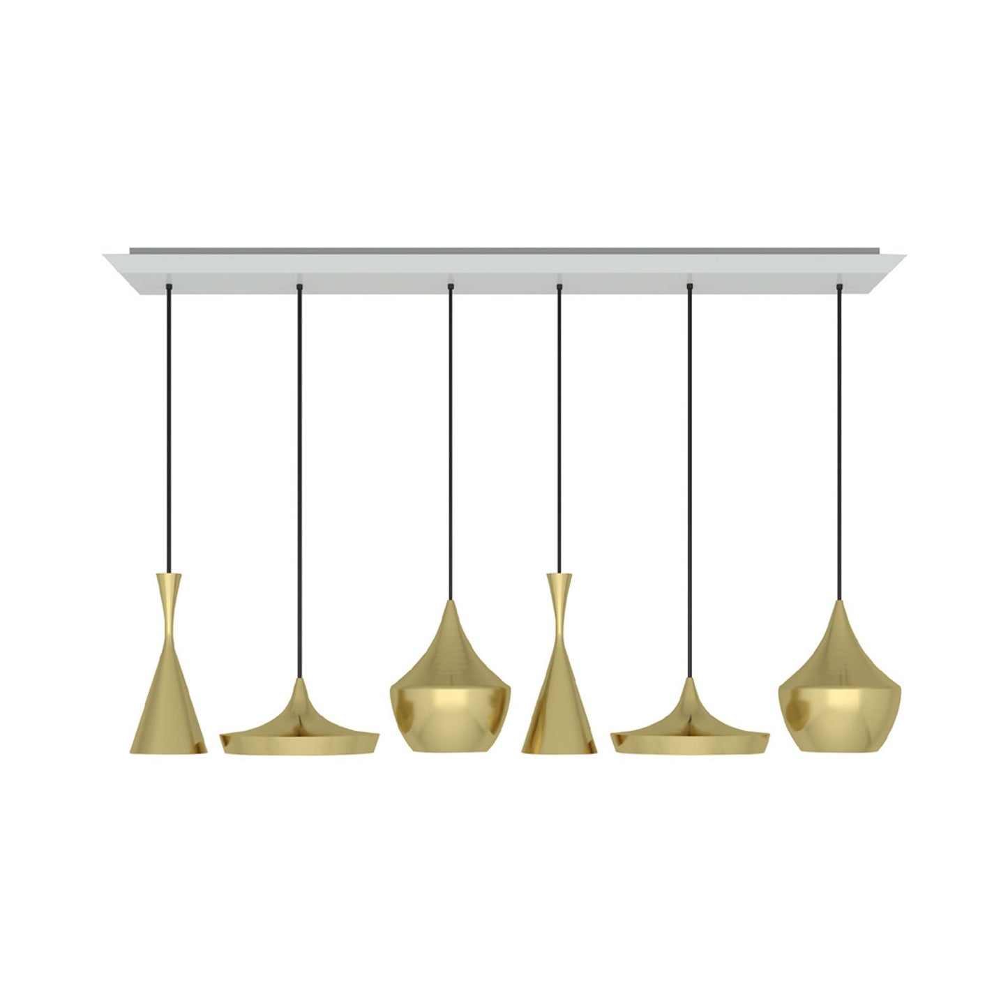 Beat Range LED Linear Pendant Light in Brass.