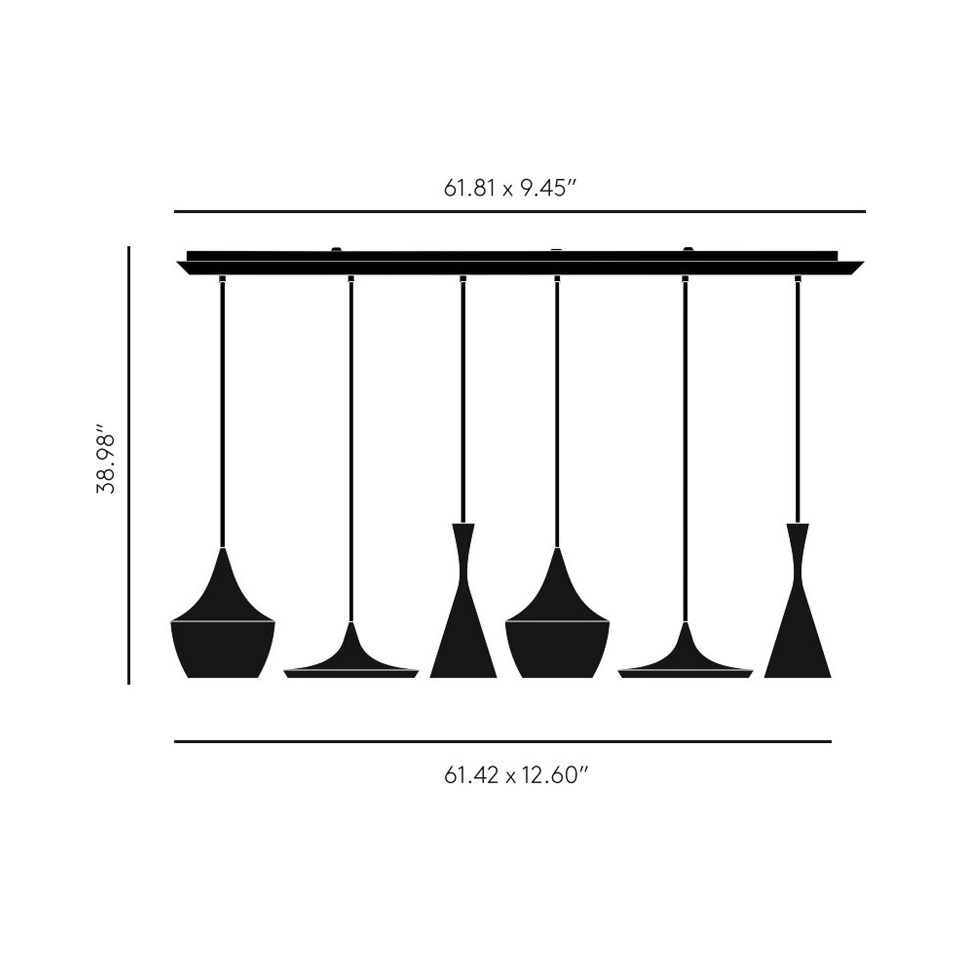 Beat Range LED Linear Pendant Light - line drawing.