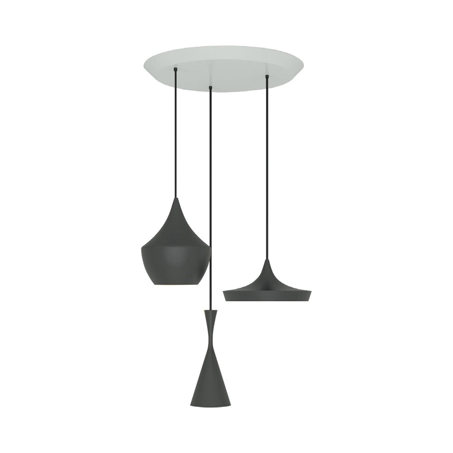 Beat Trio Round LED Multi Light Pendant Light in Black.