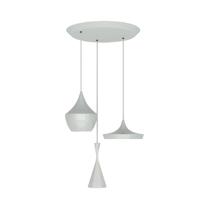 Beat Trio Round LED Multi Light Pendant Light in White.