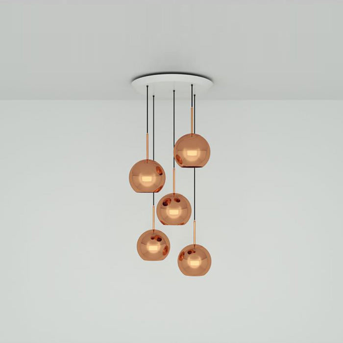 Copper Round LED Multi Light Pendant Light in Detail.