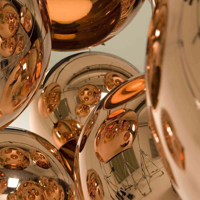 Copper Round LED Multi Light Pendant Light in Detail.