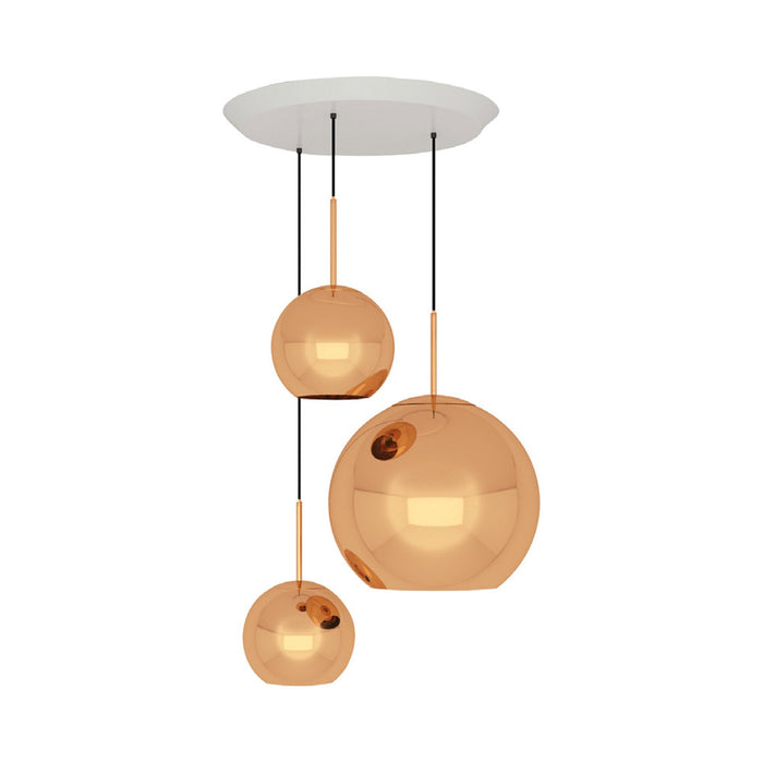 Copper Trio Round LED Pendant Light.