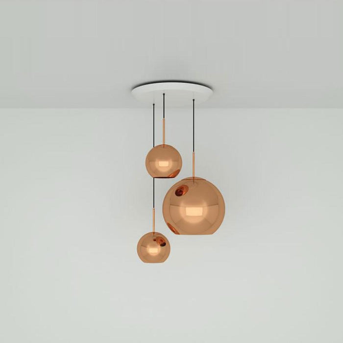 Copper Trio Round LED Pendant Light in Detail.