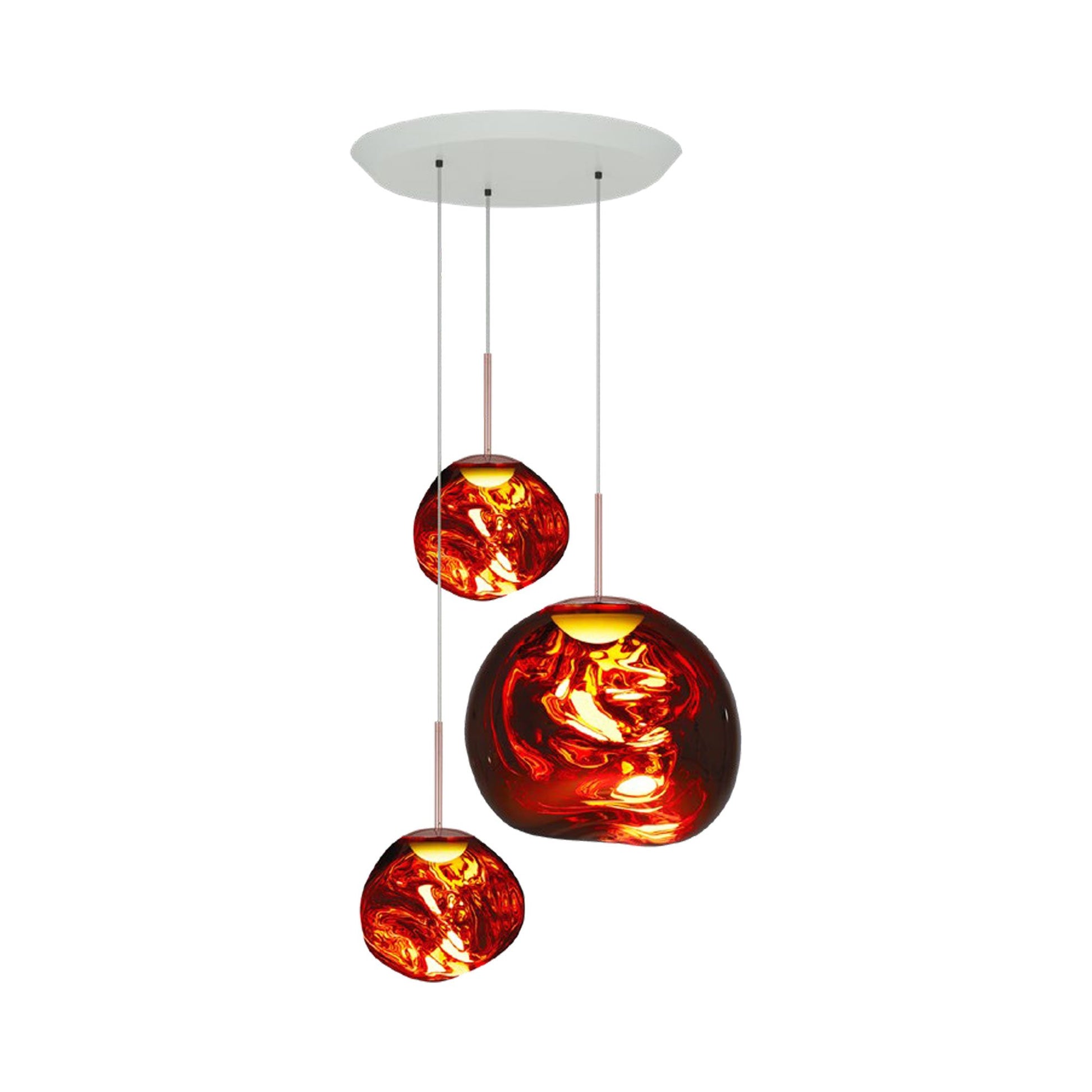 Melt Trio Round LED Pendant Light in Copper.