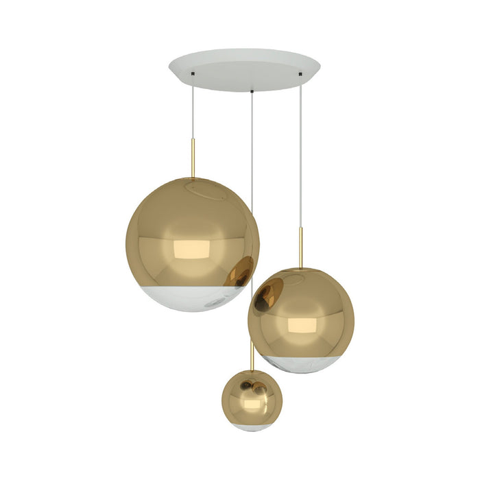 Mirror Ball Large LED Multi Light Pendant Light in Gold.