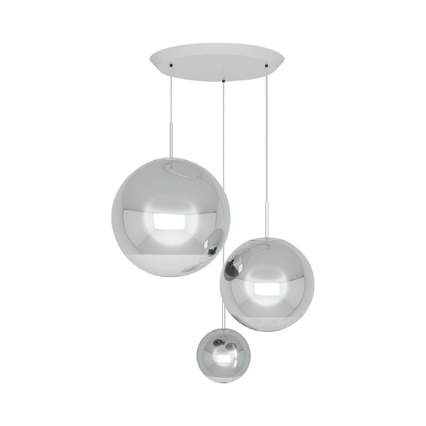 Mirror Ball Large LED Multi Light Pendant Light in Silver.