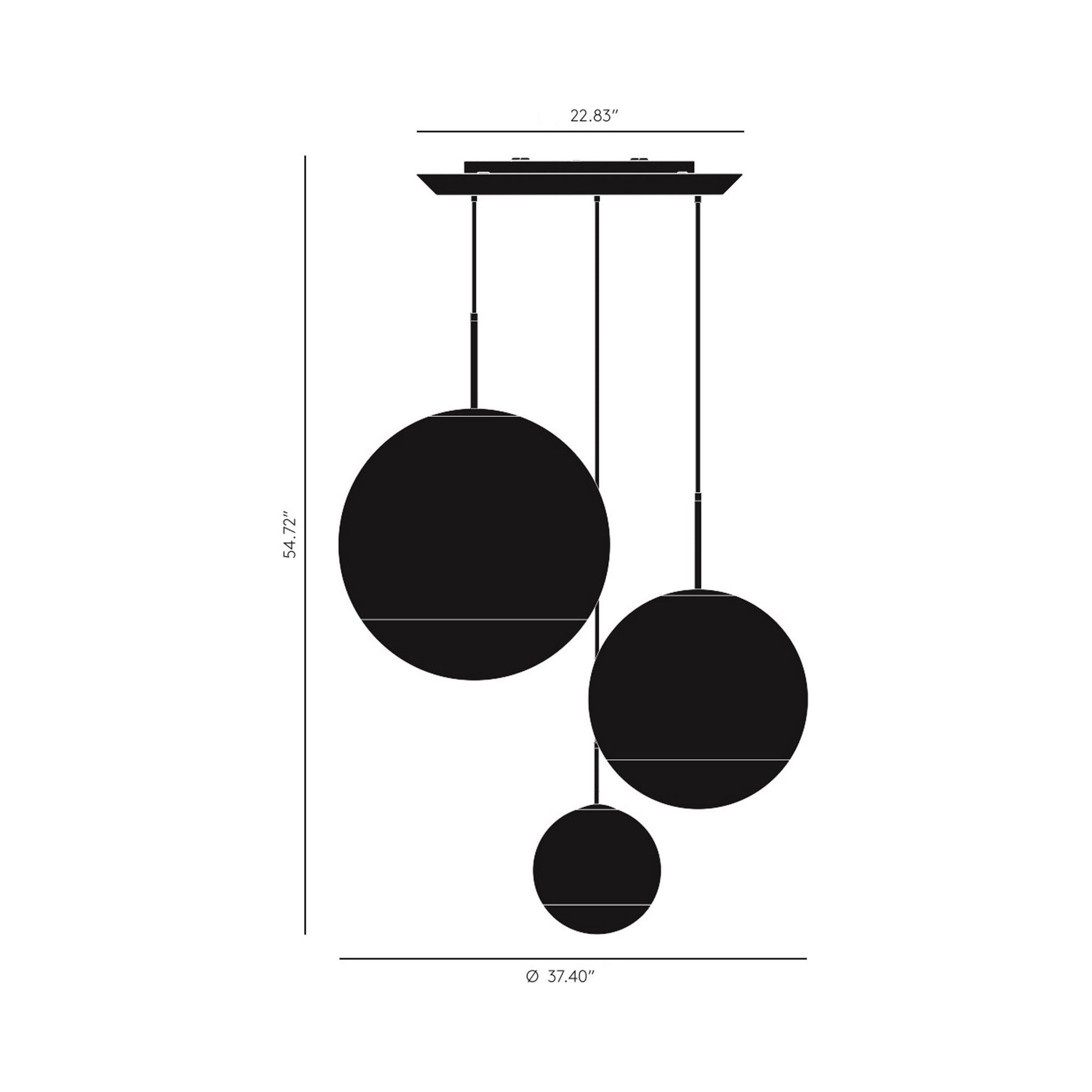 Mirror Ball Large LED Multi Light Pendant Light - line drawing.