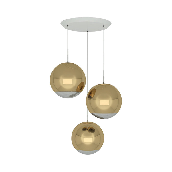 Mirror Ball Round LED Multi Light Pendant Light in Gold.