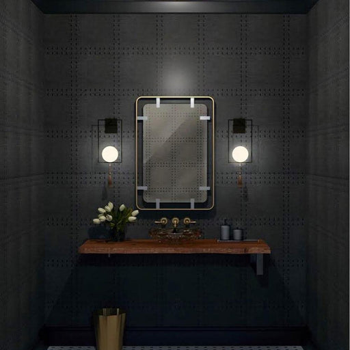 Trapeze Wall Light in bathroom.