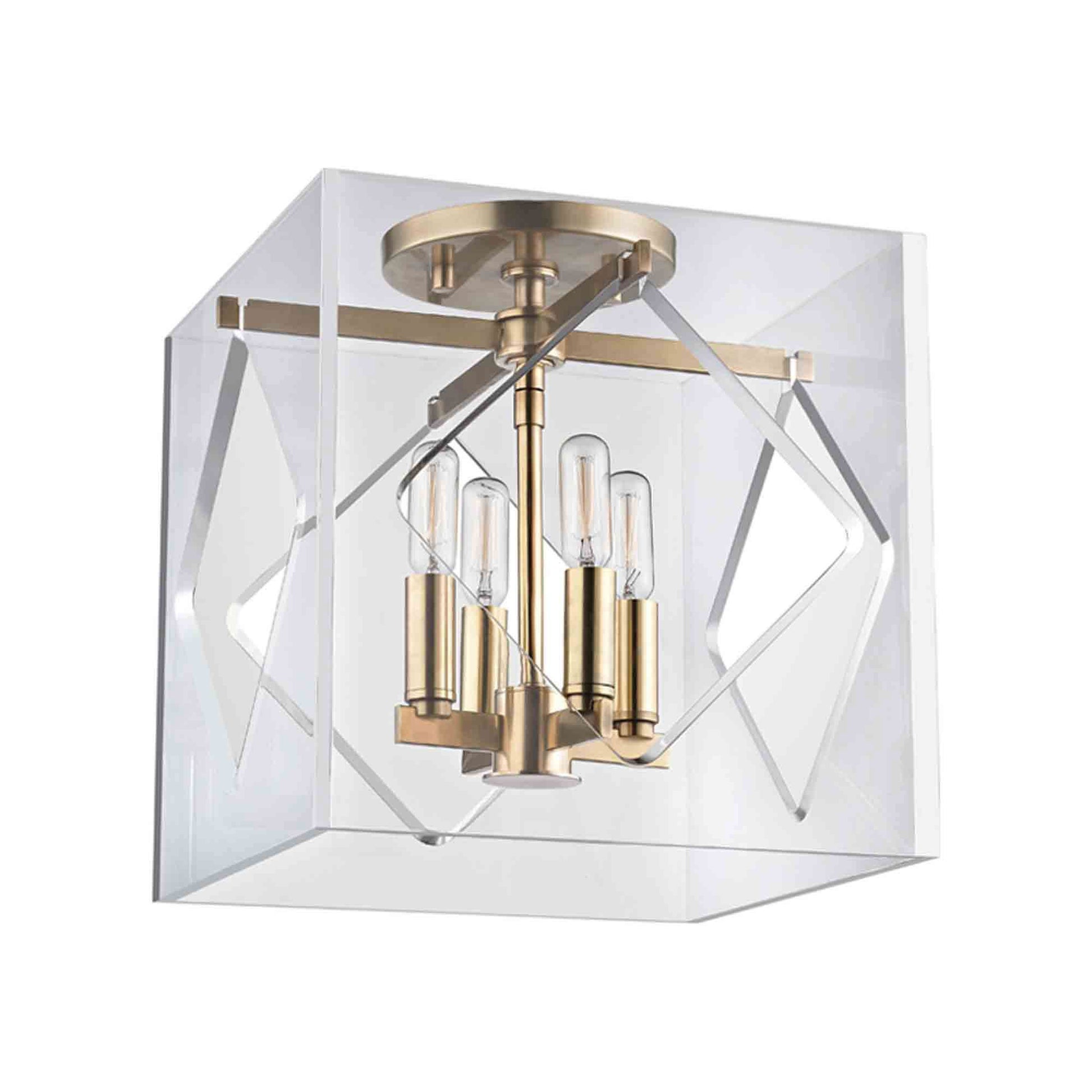 Travis Flush Mount Ceiling Light in 4-Light/Aged Brass.