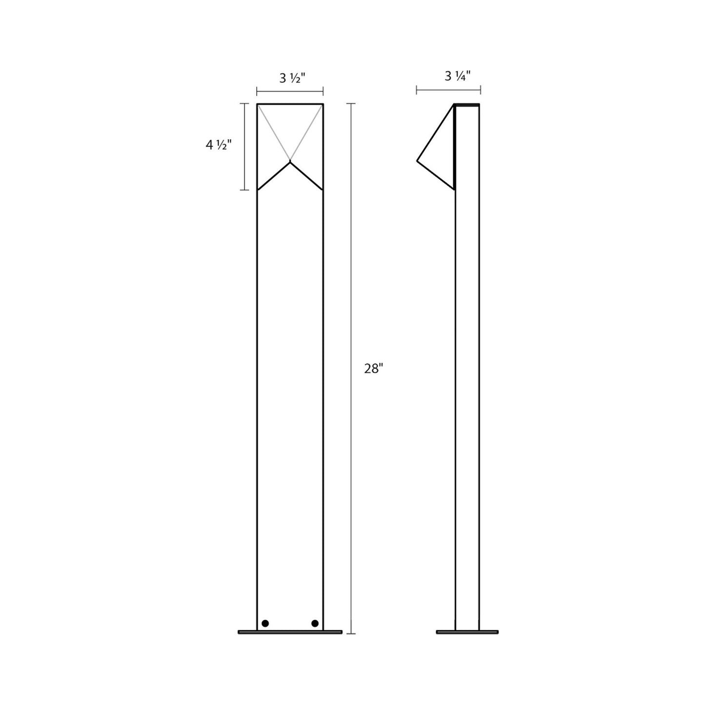 Triform Compact LED Bollard - line drawing.