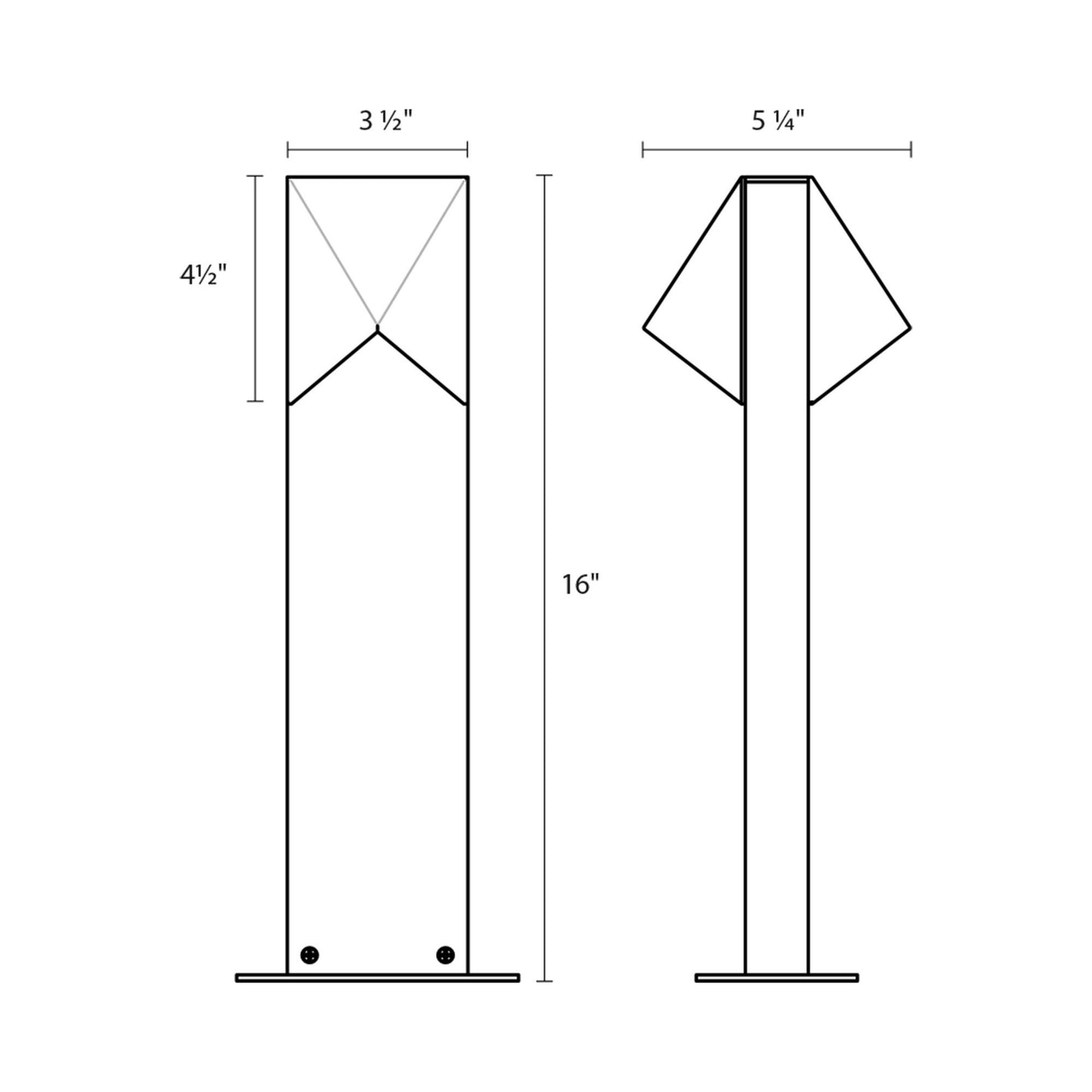 Triform Compact LED Bollard - line drawing.