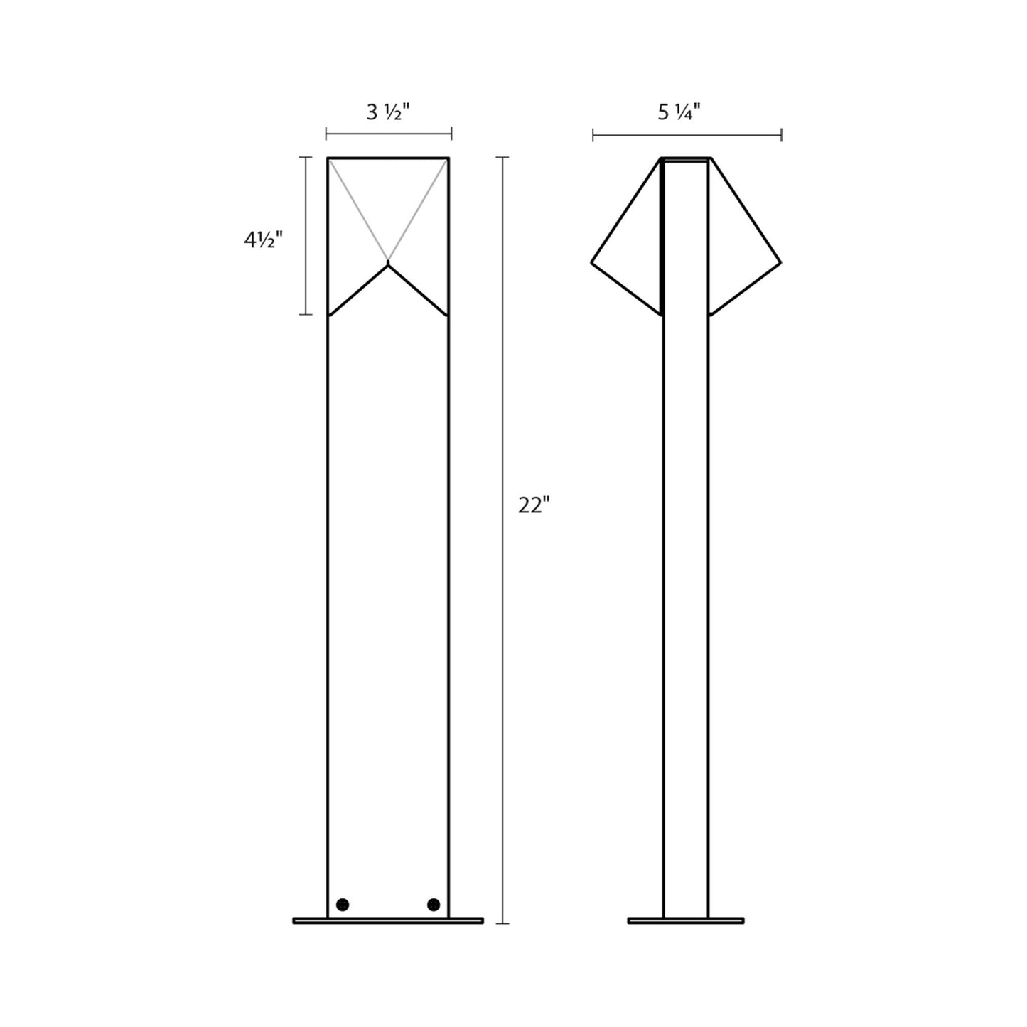 Triform Compact LED Bollard - line drawing.