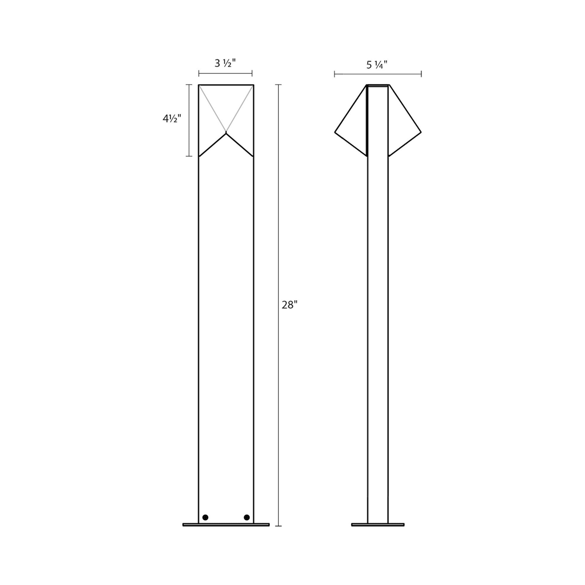 Triform Compact LED Bollard - line drawing.