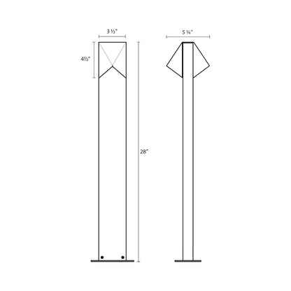 Triform Compact LED Bollard - line drawing.