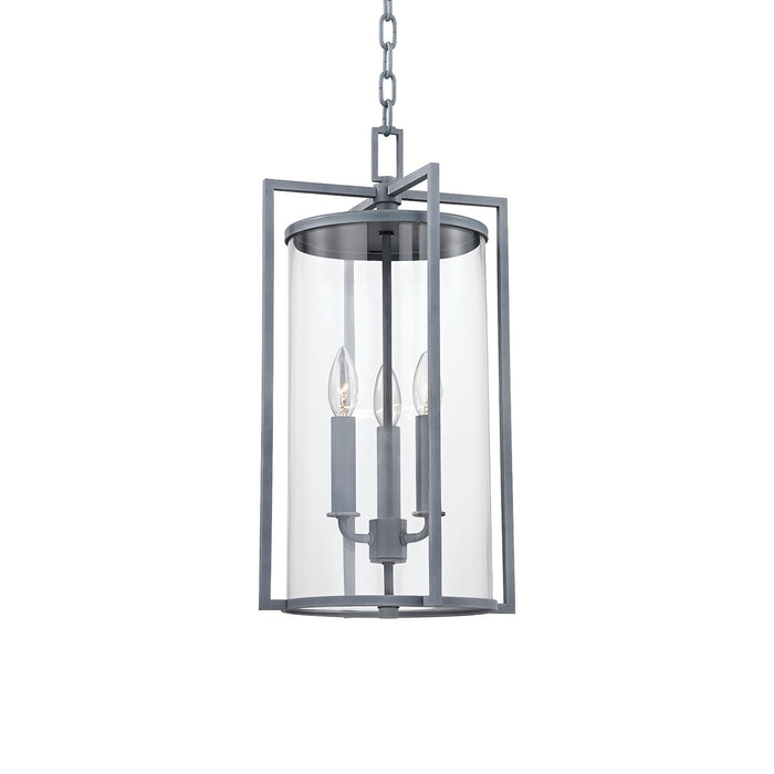 Percy Outdoor Pendant Light in Weathered Zinc.
