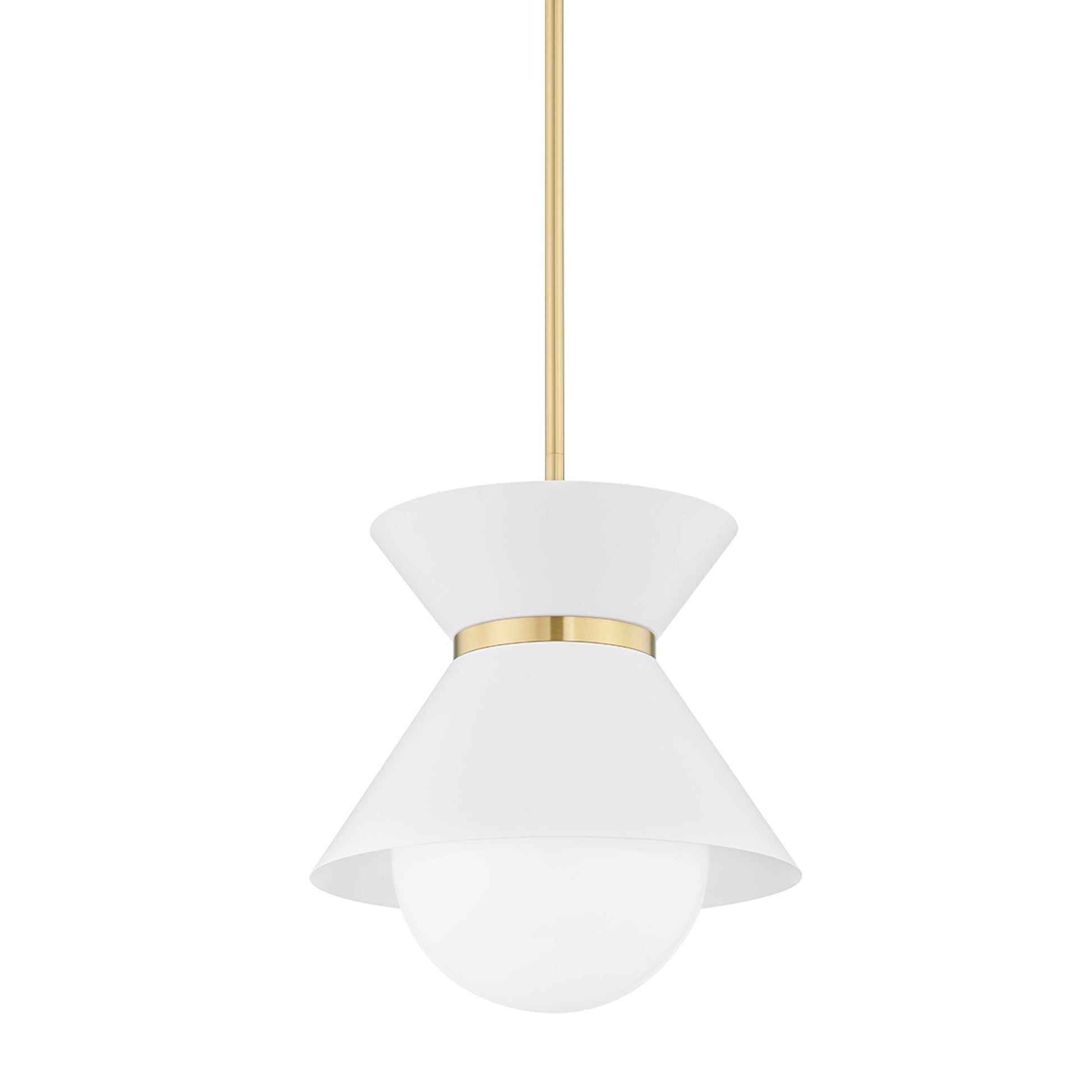 Scout Pendant Light in Soft White/Patina Brass (Small).