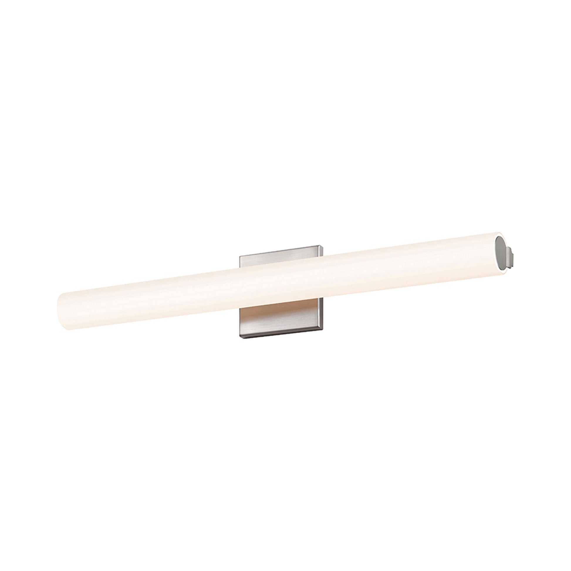 Tubo Slim LED Bath Bar in Medium/Satin Nickel/Flat Trim.