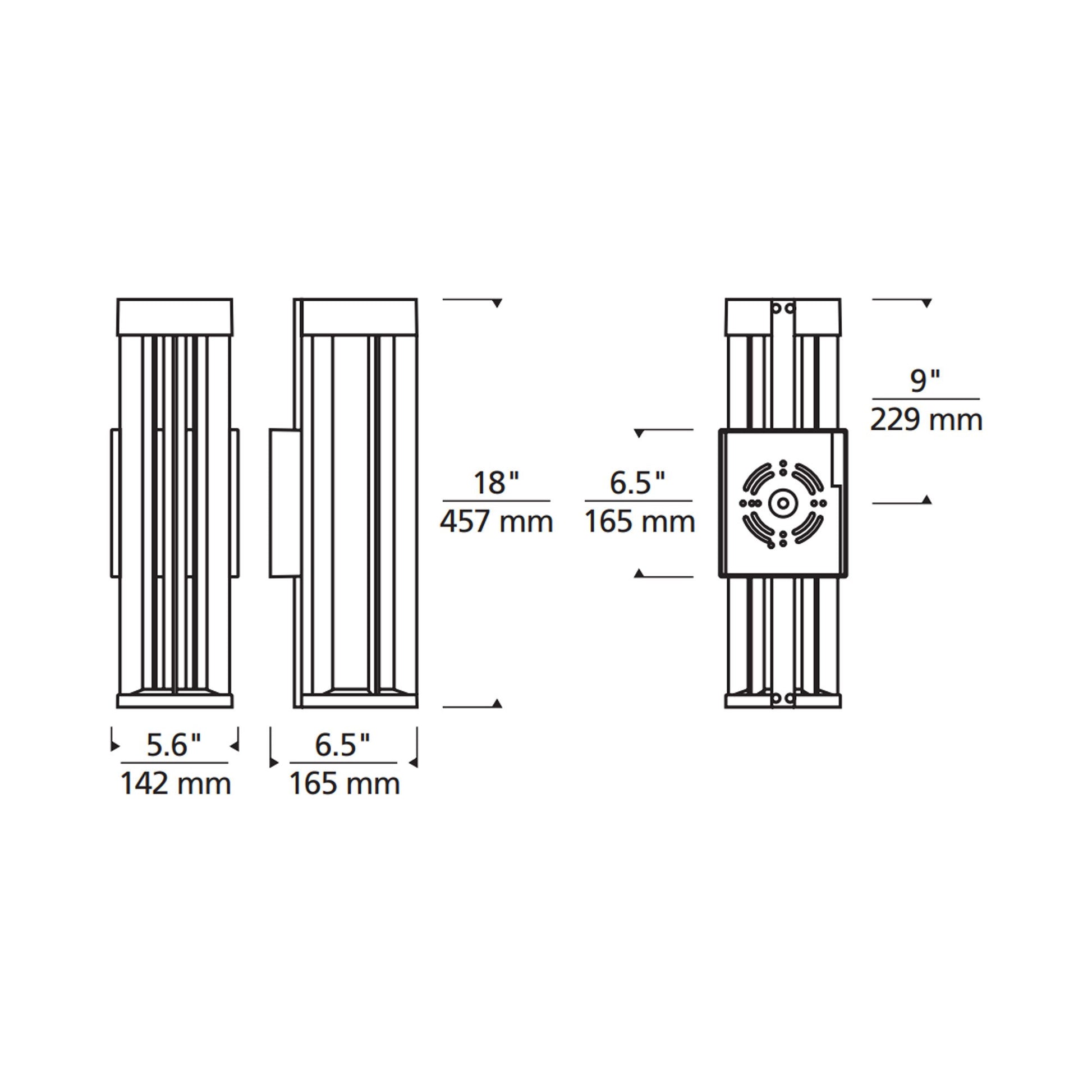 Turbo Outdoor LED Wall Light - line drawing.