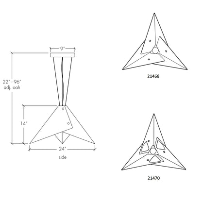 Akira LED Pendant Light - line drawing.