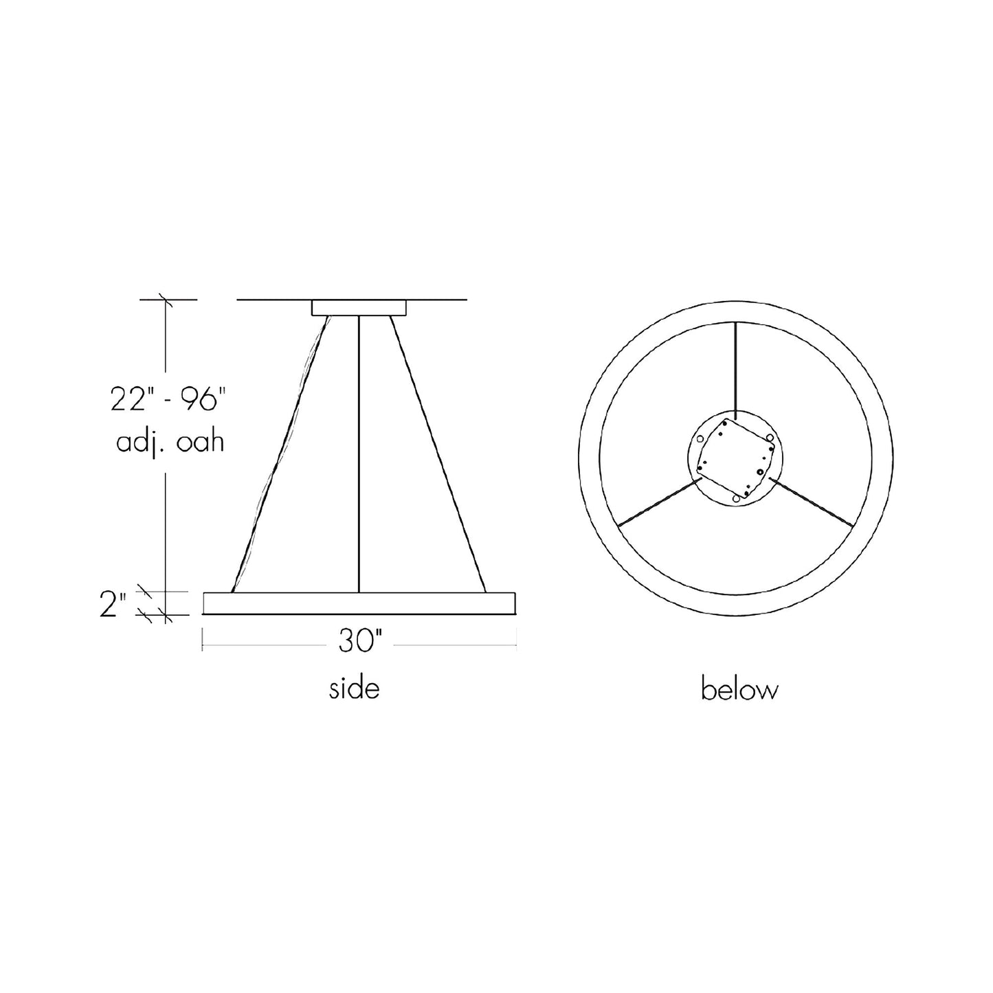 Boks LED Pendant Light - line drawing.