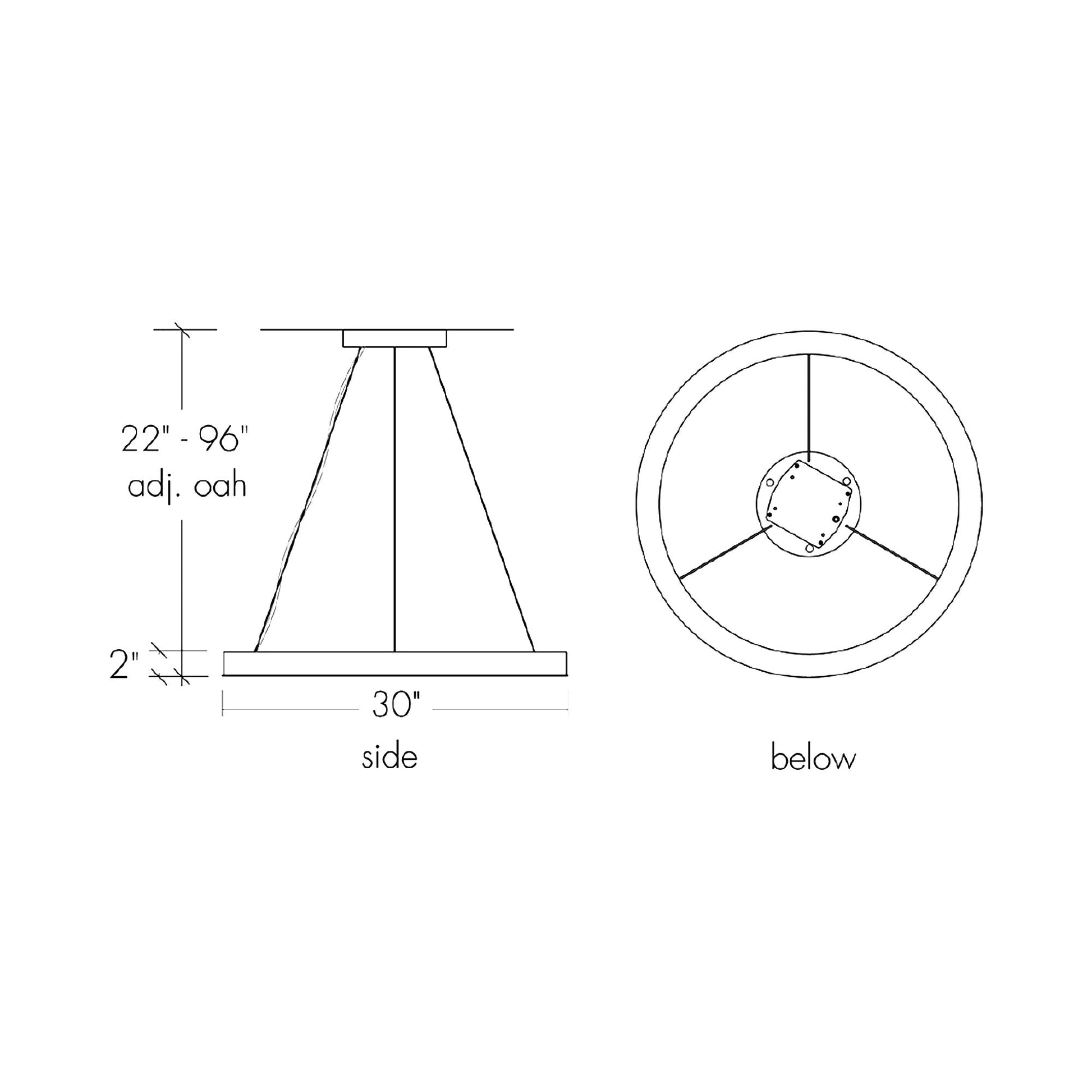 Boks LED Pendant Light - line drawing.