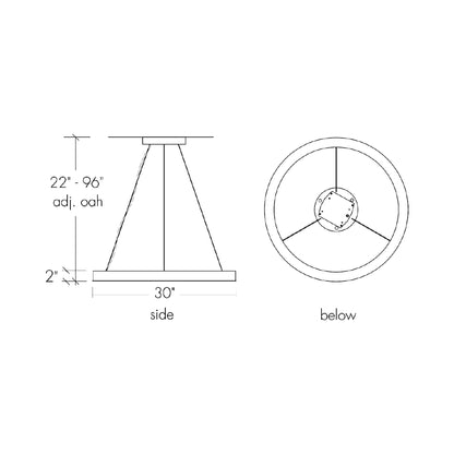 Boks LED Pendant Light - line drawing.